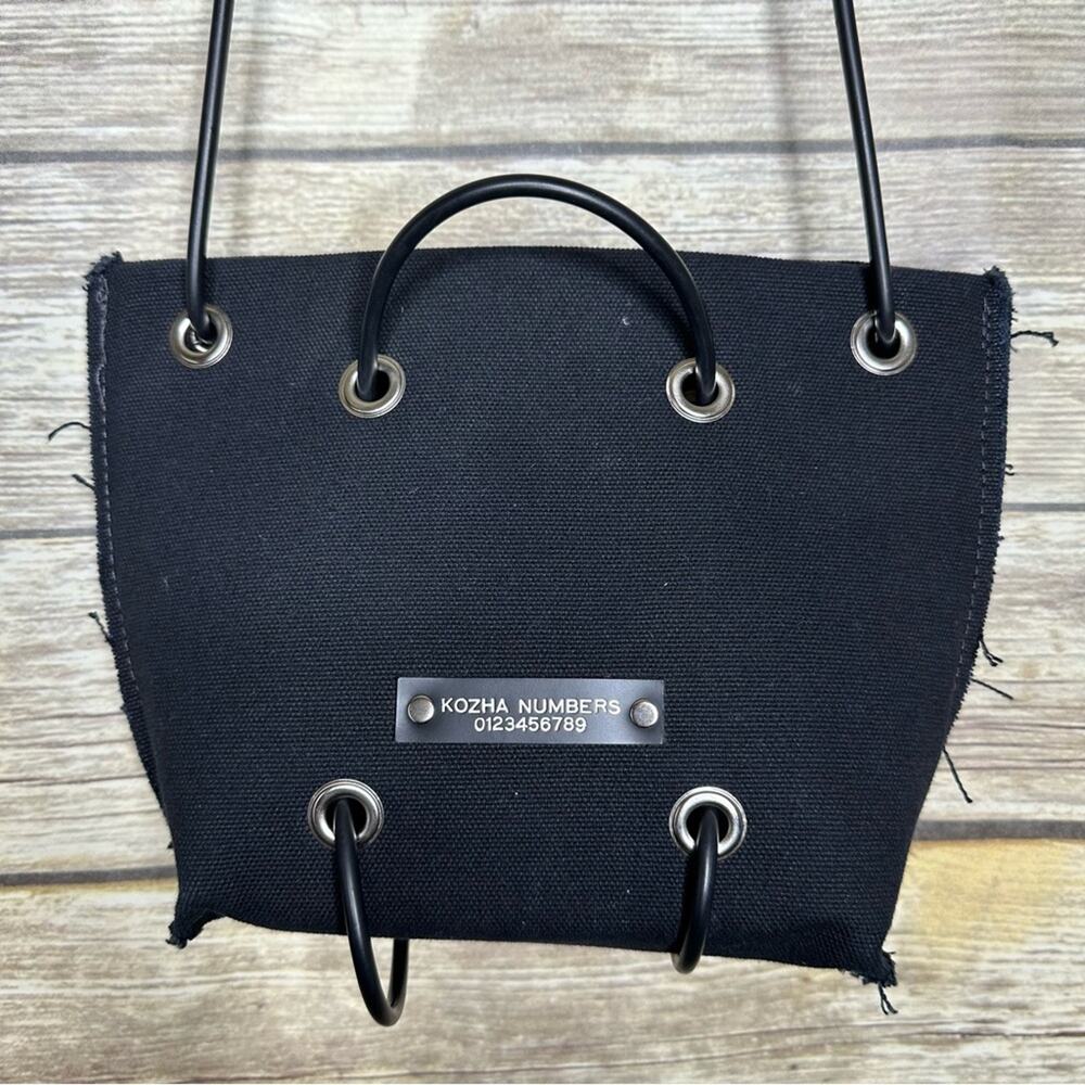 Kozha numbers black canvas utility bag small style purse